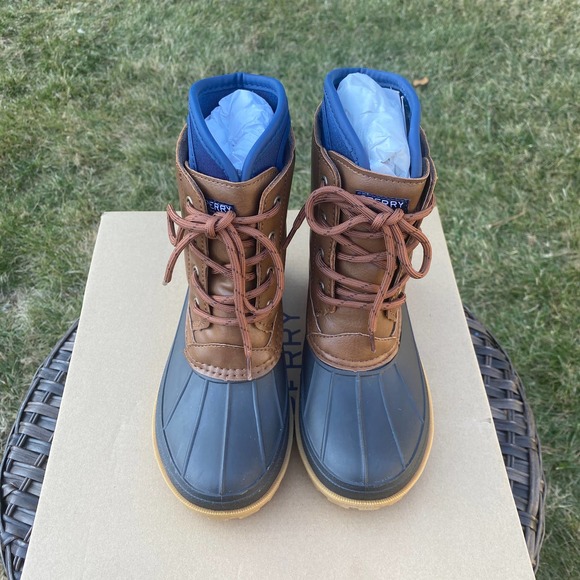 NWT/ NIB Sperry Boys Harbor Duck Boots Tan/Brown (Size 1) - Picture 3 of 7